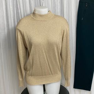 Vintage 90’s Magnolia gold glitter mock neckline pullover sweater Size L
